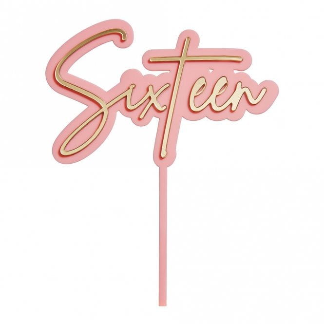 Happy Toppers Sixteen - Pink/Gold Double Layer Cake Decorating Topper