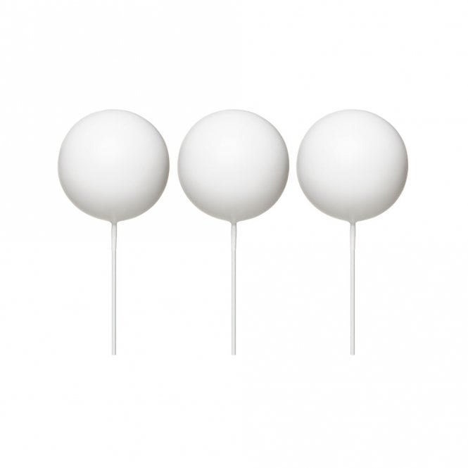 Happy Toppers White - 6cm Sphere Ball Cake Decorating Toppers (Pack Of 3)