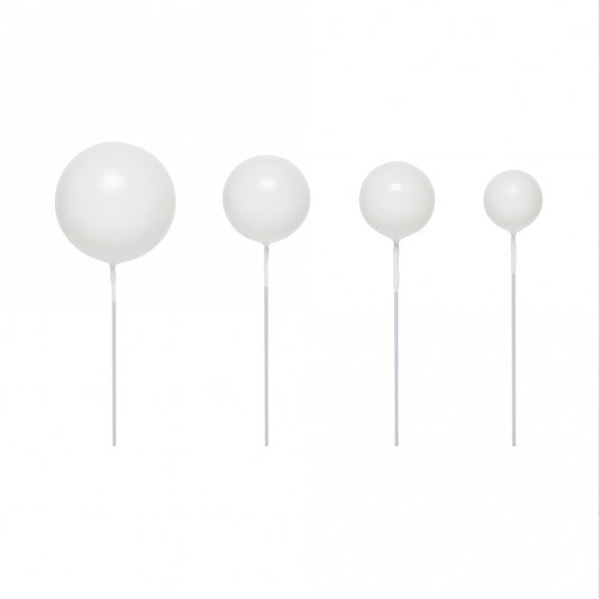 Happy Toppers White - Sphere Ball Cake Decorating Toppers ( Pack Of 5)
