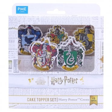 Harry Potter Cake Toppers, Hogwarts Crests - Pack of 15