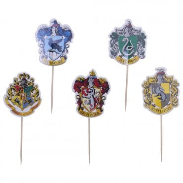 Harry Potter Cake Toppers, Hogwarts Crests - Pack of 6