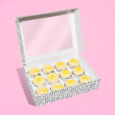 Holds 12 - Dalmatian Print Cupcake box with Window