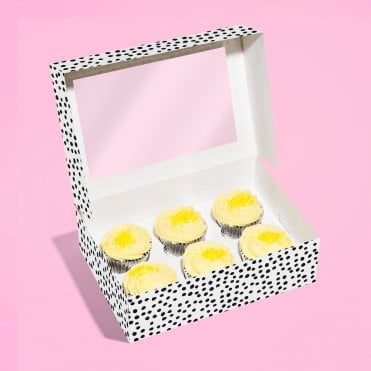Holds 6 - Dalmatian Print Cupcake box with Window