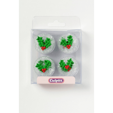 Holly & Berry Sugar Pipings Cake Topper