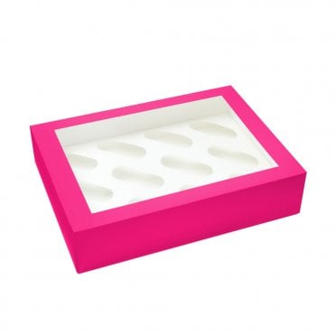 HOT PINK Premium Cupcake Boxes - Holds 12