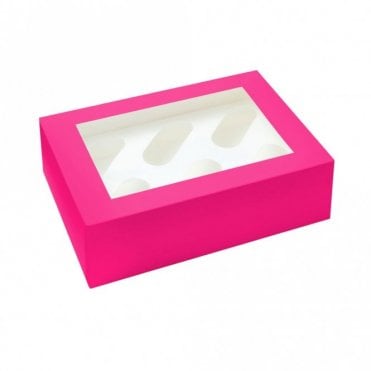 HOT PINK Premium Cupcake Boxes - Holds 6