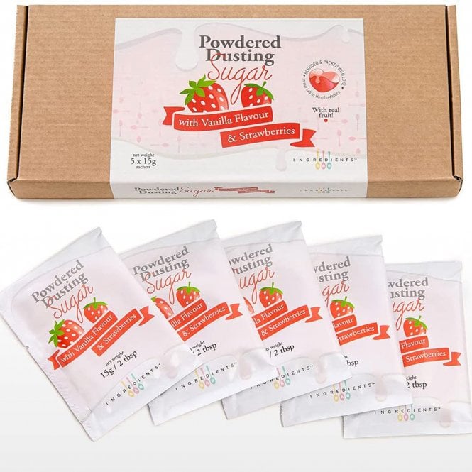 IB Powdered Dusting Sugar with Vanilla Flavour & Strawberries - Box of 5x 15g Sachets