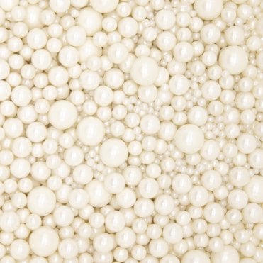 Ivory Shimmer Pearls Sprinkles – Mixed Sizes - 80g