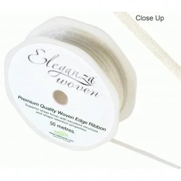 Ivory Woven Edge Ribbon - 3mm x 50m