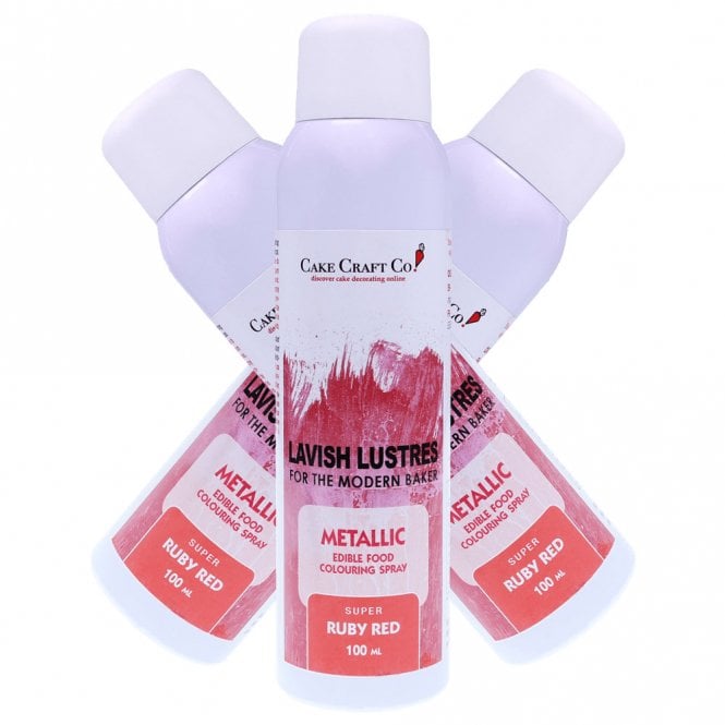 Lavish Lustres Ruby Red - 'Lavish Lustre' Edible Food Colouring Metallic Lustre Decorating Spray 100ml
