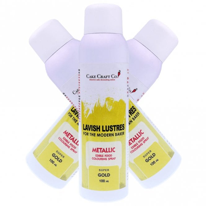 Lavish Lustres Super Gold - 'Lavish Lustre' Edible Food Colouring Metallic Lustre Decorating Spray 400ml