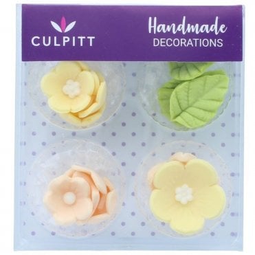 Lemon Flower & Leaves Sugar Decorations - Pack Of 16