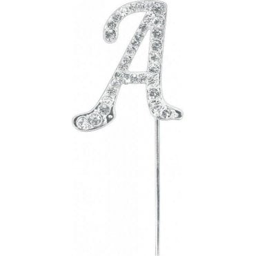 Letter A - Diamante Pick Cake Topper