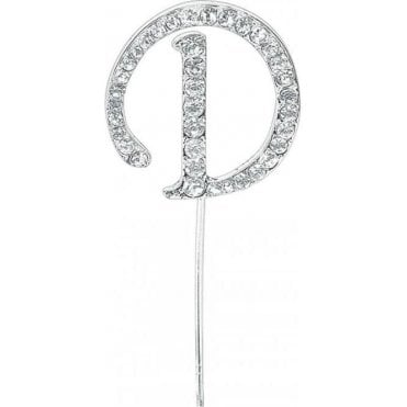 Letter D - Diamante Pick Cake Topper