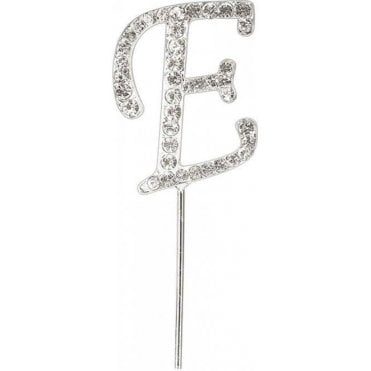 Letter E - Diamante Pick Cake Topper