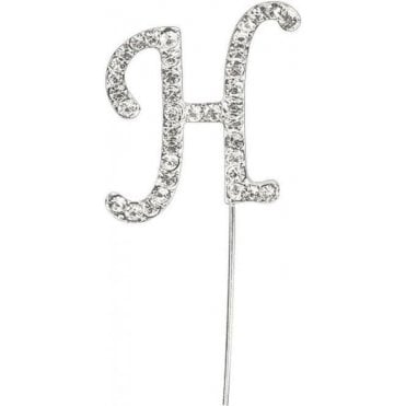 Letter H - Diamante Pick Cake Topper