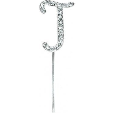 Letter J - Diamante Pick Cake Topper