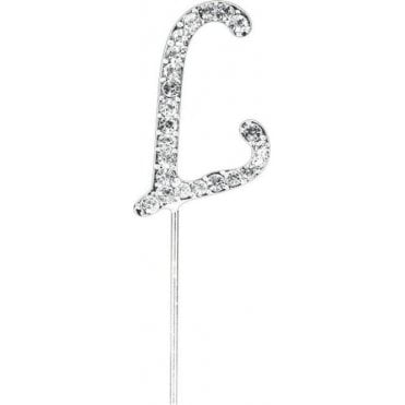 Letter L - Diamante Pick Cake Topper