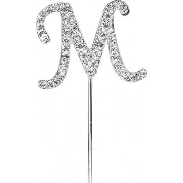 Letter M - Diamante Pick Cake Topper