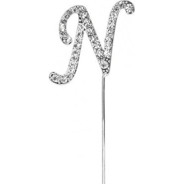 Letter N - Diamante Pick Cake Topper