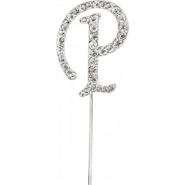 Letter P - Diamante Pick Cake Topper
