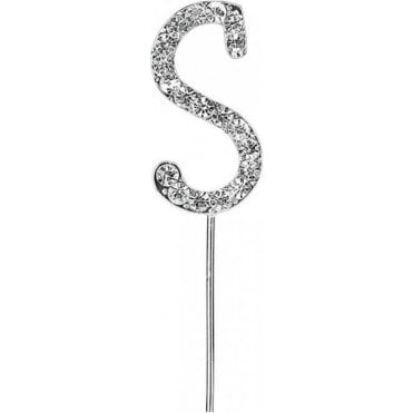 Letter S - Diamante Pick Cake Topper