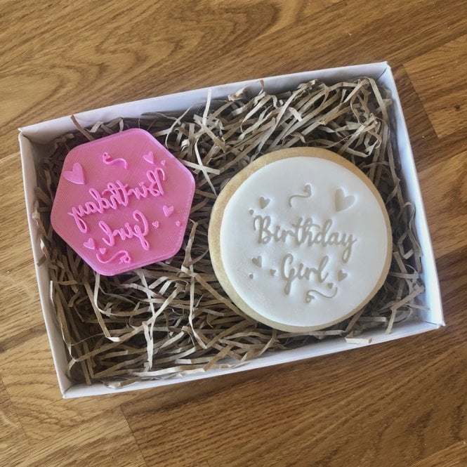 LissieLou Birthday Girl Cookie Stamp with Hearts