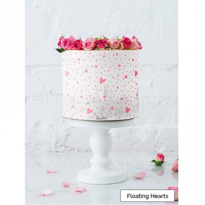 LissieLou Floating Hearts Cake Stencil - Full Size Design