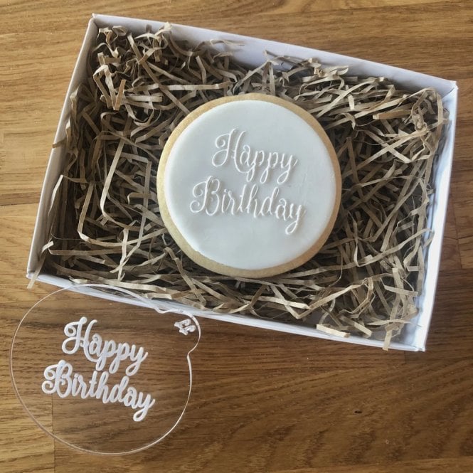LissieLou Happy Birthday Curly Font Cookie Embosser