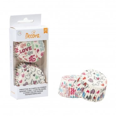 Love Message Baking Cupcake Cases - Pack Of 36