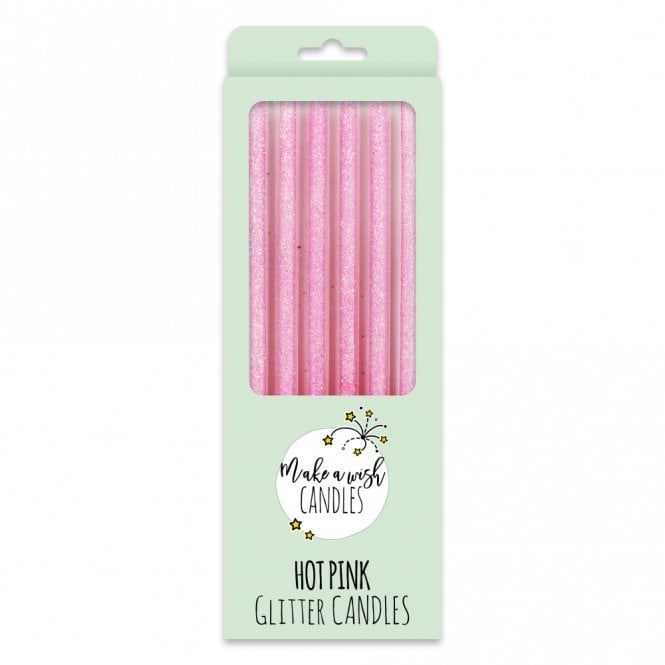 Make A Wish Hot Pink Glitter Candles