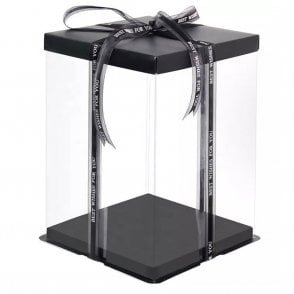 Matt Black SQUARE Deluxe PVC Transparent Crystal Cake Box