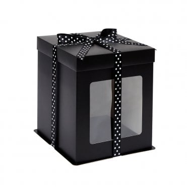 Matt Black Tall Stylish Cake Box with Window