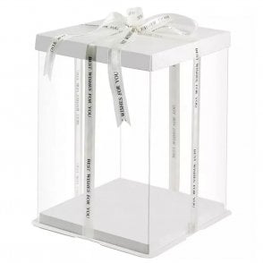 Matt White SQUARE Deluxe PVC Transparent Crystal Cake Box