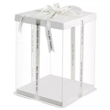Matt White SQUARE Deluxe PVC Transparent Crystal Cake Box