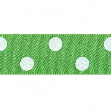 Meadow No.664 with White Polka Dots - Double Faced Cake Decorating Satin Ribbon