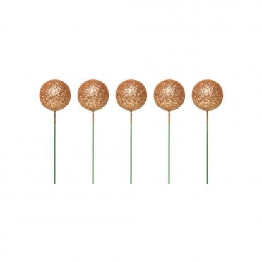 Metallic Gold Sparkle Foam Ball Cake Decorating Topper - ( Pack Of 5)