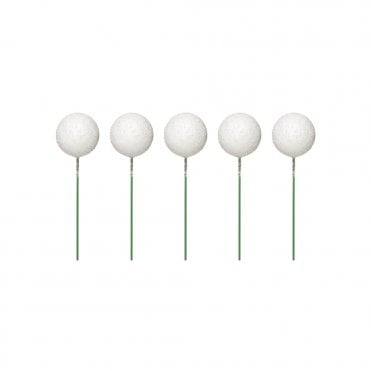 Metallic White Sparkle Foam Ball Cake Decorating Topper - ( Pack Of 5)
