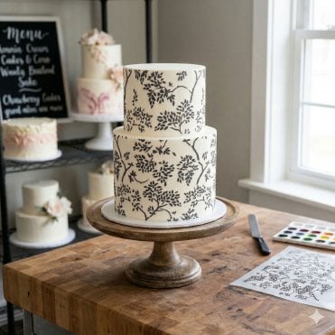 Mika Floral Double-Barrel Cake Stencil for Tall Cakes