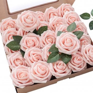 Milk Pink Premium Artificial Foam Roses - Set of 25