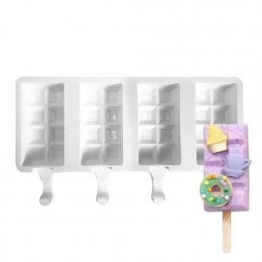 Mini Chocolate Bar Shape Cakesicle Silicone Mould - 4 Cavity