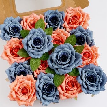 Mix Meat Powder and Blue - DIY Faux Flower Box Set