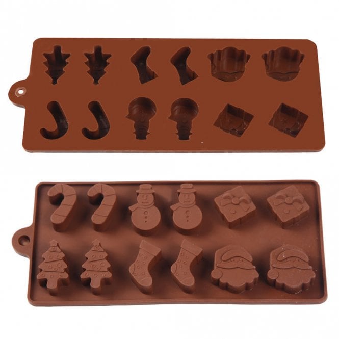 Mould Factory Christmas Santa , Canes , Trees And Gifts Silicone Mould - 12 Cavity