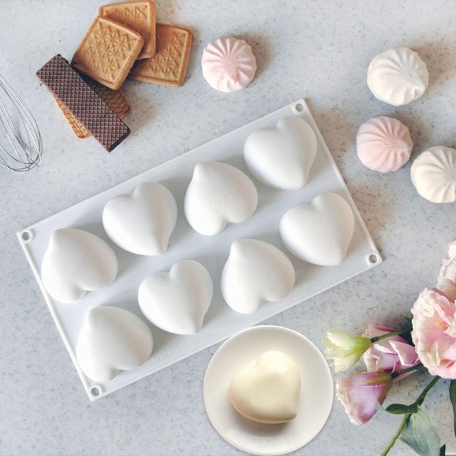 Mould Factory Decoration Mold Love Heart Small Cake Mould Silicone Mousse DIY Muffin Mould - 8 Cavity