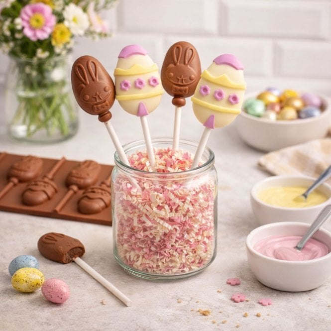 Mould Factory Easter Egg Lollipop Silicone Mould - 6 Cavity