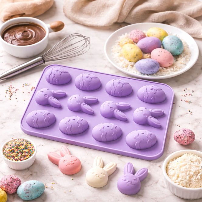 Mould Factory Easter Eggs & Bunny Bakng Silicone Mould - 12 Cavity