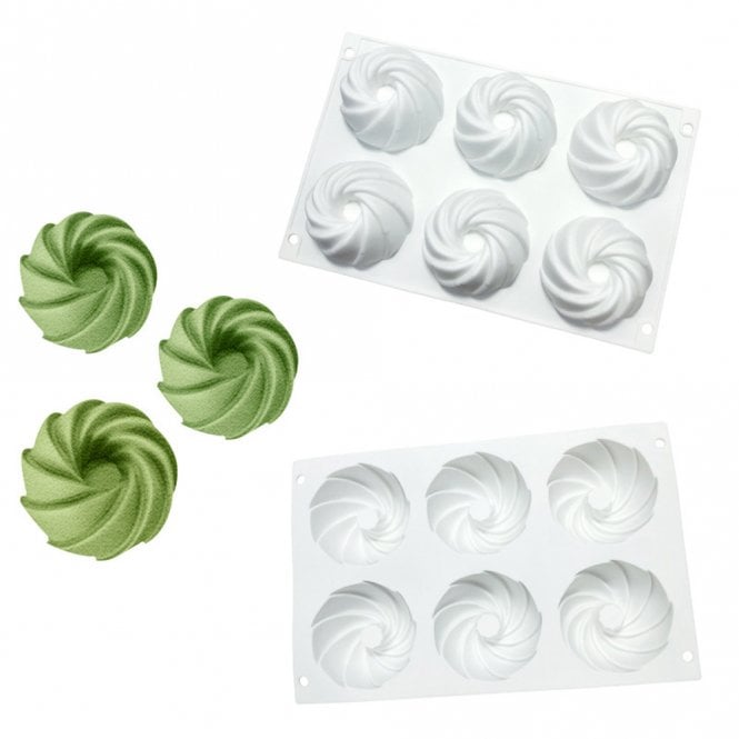 Mould Factory Flower Spiral Mouse Cake Silicone Mould - 6 Cavity