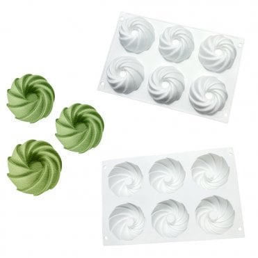 Flower Spiral Mouse Cake Silicone Mould - 6 Cavity