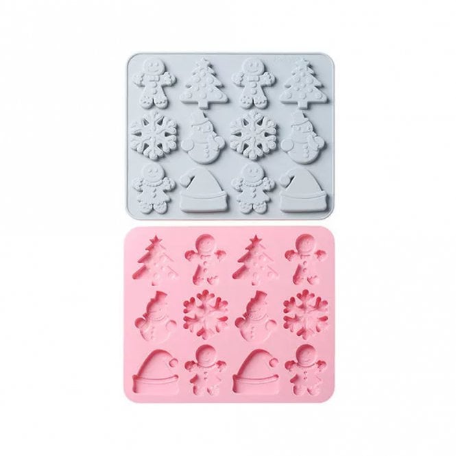 Mould Factory GingerBread Man & Snowflakes Silicone Mould - 12 Cavity