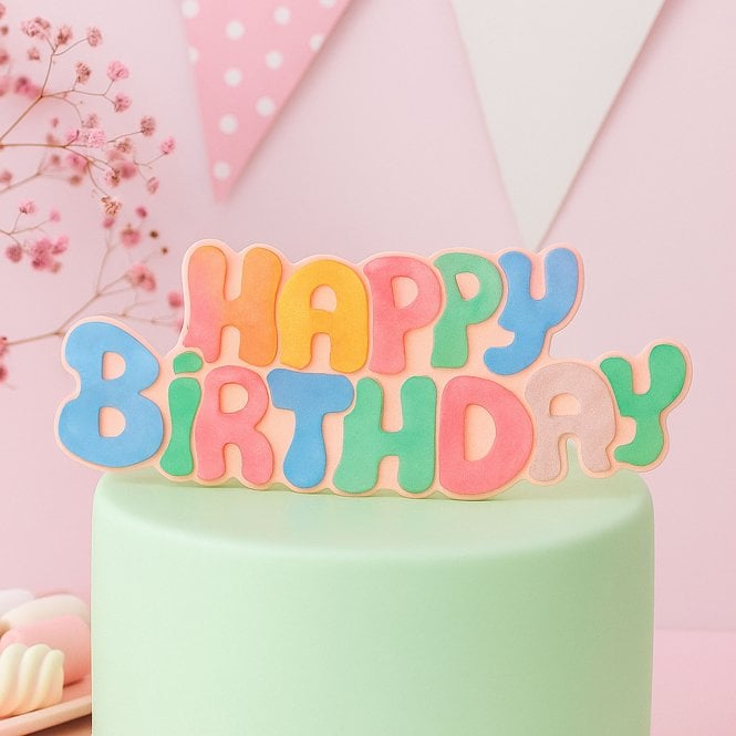 Mould Factory Happy Birthday Letter Silicone Mould - Bold Font Design